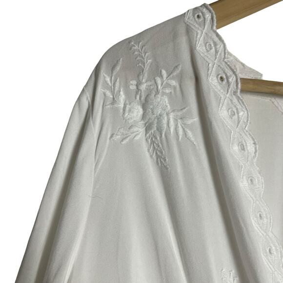 Soft Surroundings Melissani White Embroidered Eyelet Tunic Blouse Size Large - Picture 7 of 15